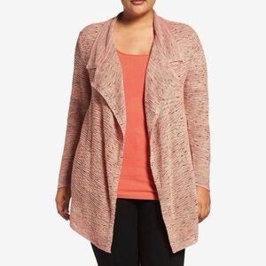 Nic & Zoe Open Front Cardigan Sweater Size 3X Coral Lightweight Cotton Wool EUC